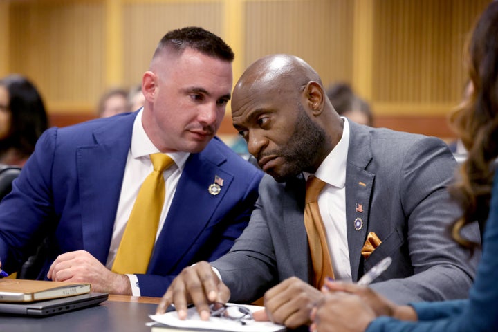 Special prosecutor Nathan Wade (right) is seen during a court hearing on Jan. 19, 2023, in Atlanta, Georgia.