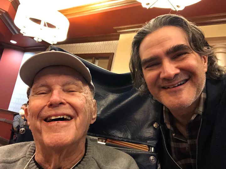 The author and his dad watching their last Super Bowl together at his dad's assisted living home.