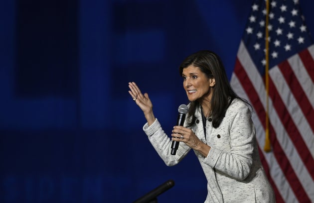 Haley, seen here hosting a rally in North Charleston, South Carolina, on Jan. 24, slammed Trump as 