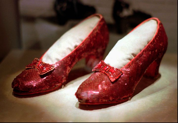 One of the four pairs of ruby slippers worn by Judy Garland in the 1939 film "The Wizard of Oz."