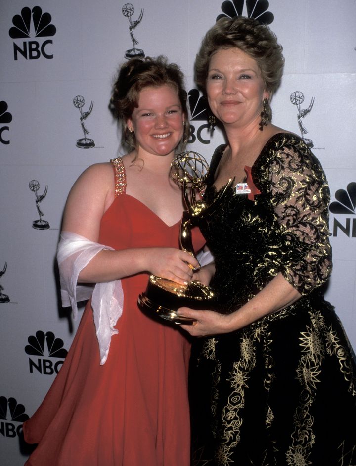 Slezak, right, and her daughter, Davies, attend the 22nd Annual Daytime Emmy Awards on May 19, 1995, at the Marriott Marquis Hotel in New York.