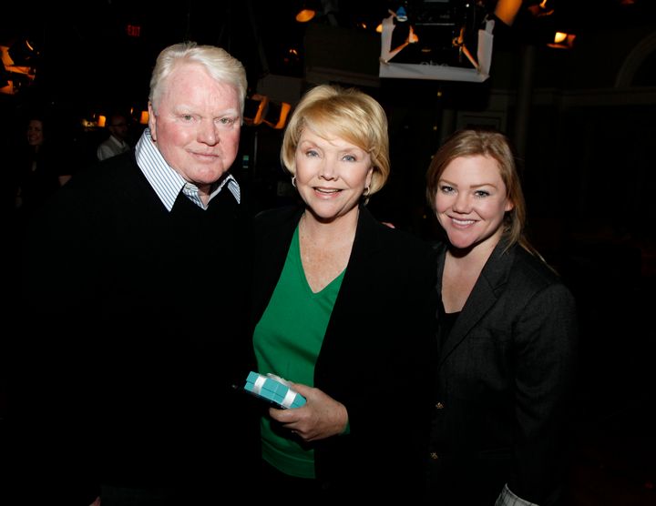 Amanda Davies, right, with her mom Erika Slezak and dad, Brian Davies, at a 40th anniversary celebration for Slezak playing Victoria Lord on "One Live To Live" in 2011.