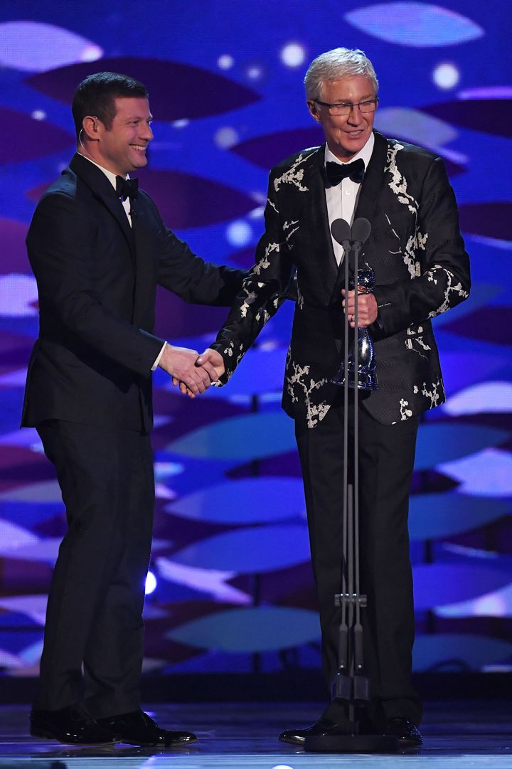 Paul accepting an NTA for For The Love Of Dogs in 2019