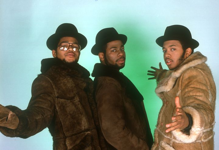Darryl "DMC" McDaniels, Joseph "Rev. Run" Simmons, and Jason "Jam Master Jay" Mizell of the hip-hop group Run DMC in 1985 in New York City.