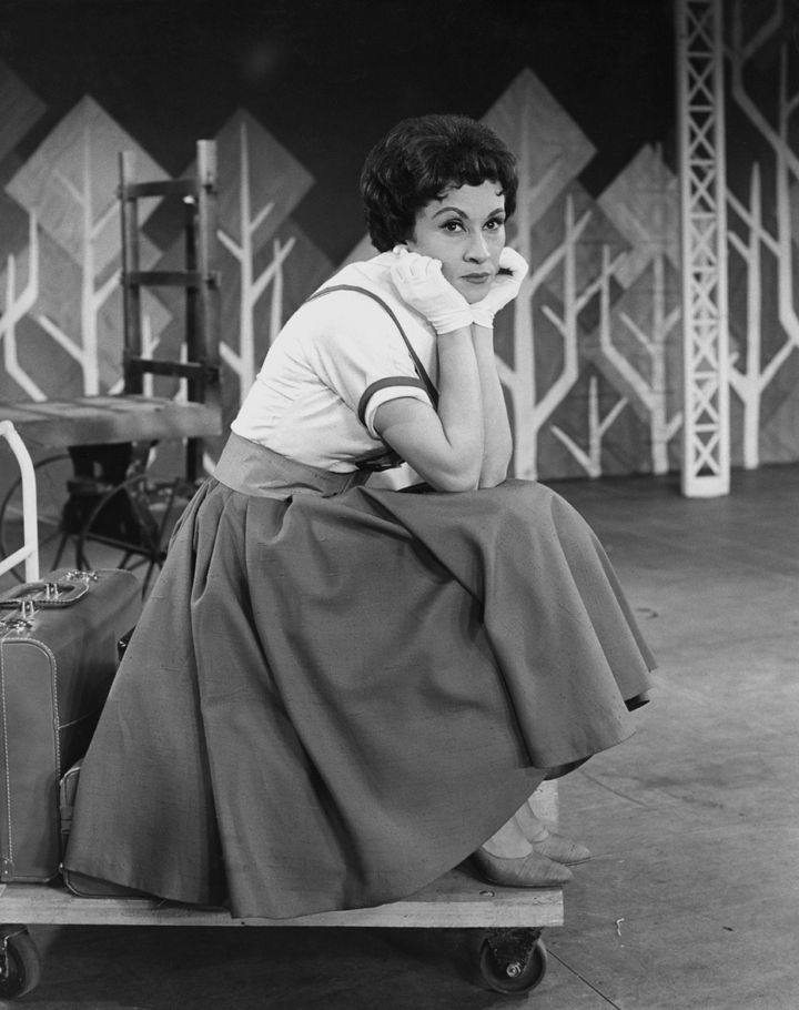 Rivera, pictured here circa 1955 with her chin resting in her hands, wearing white gloves, was best known for her roles in musical theatre.