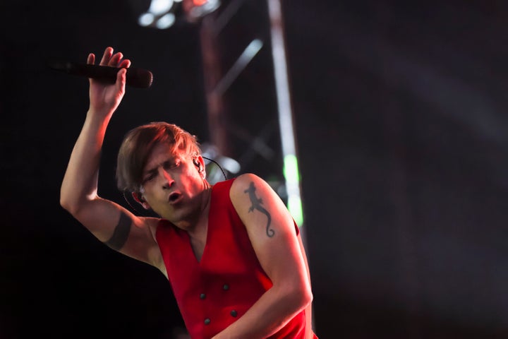 Alexandr Uman of the alternative rock band Bi-2 performs in Estoril, Portugal on July 06, 2023. Band members were detained by Thai authorities last week.