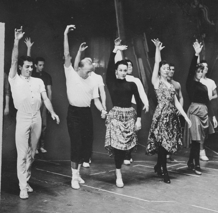Chita and her West Side Story co-stars rehearsing in 1957
