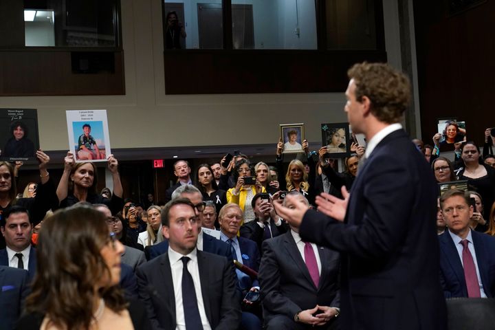 Meta CEO Mark Zuckerberg addresses attendees of Wednesday's hearing.