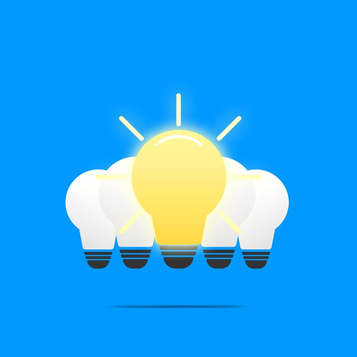 Leader concept. Light bulb. Ideas creativity analytical thinking processing light bulb vector icon. Symbolic idea.