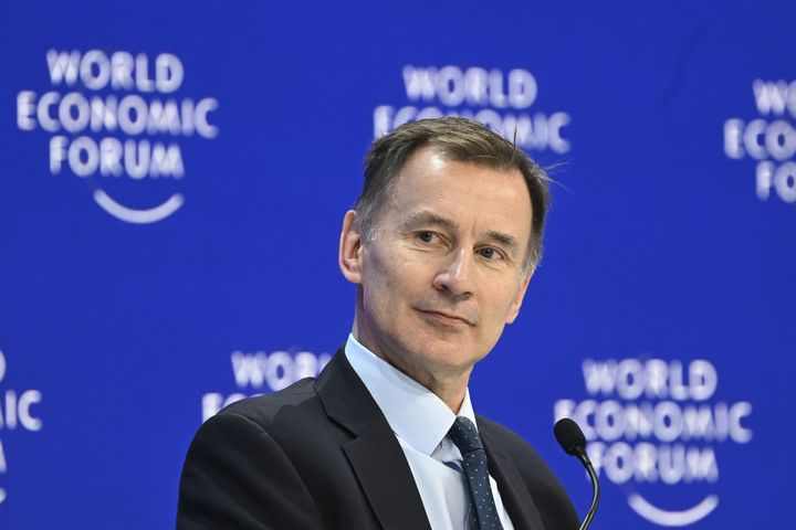 DAVOS, SWITZERLAND - JANUARY 18: UK Chancellor of the Exchequer Jeremy Hunt attends the World Economic Forum (WEF) in Davos, Switzerland on January 18, 2024. (Photo by Halil Sagirkaya/Anadolu via Getty Images)