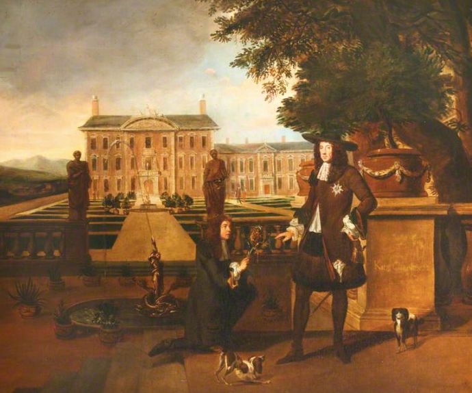O Κάρολος Β' καθώς ο κηπουρός του παλατιού τού παρουσιάζει έναν ανανά. Ο βασιλιάς έκανε ειδική παραγγελία αυτόν τον πίνακα που εκτιμάται πως τον ζωγράφισε ο Henry Dankerts το 1783