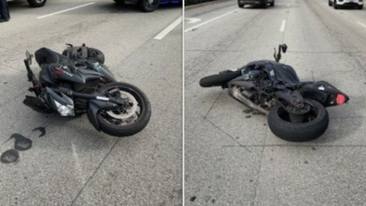 The Sunny Isles Police Department posted a photo of Avraham Gil's motorcycle in the roadway.