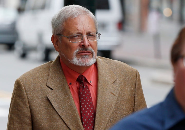 Michael Geilenfeld arrives at U.S. Bankruptcy Court, July 9, 2015, in Portland, Maine.