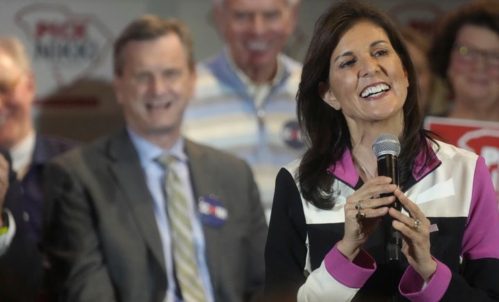 Republican presidential candidate Nikki Haley speaks at a campaign event Thursday on Hilton Head Island in South Carolina.
