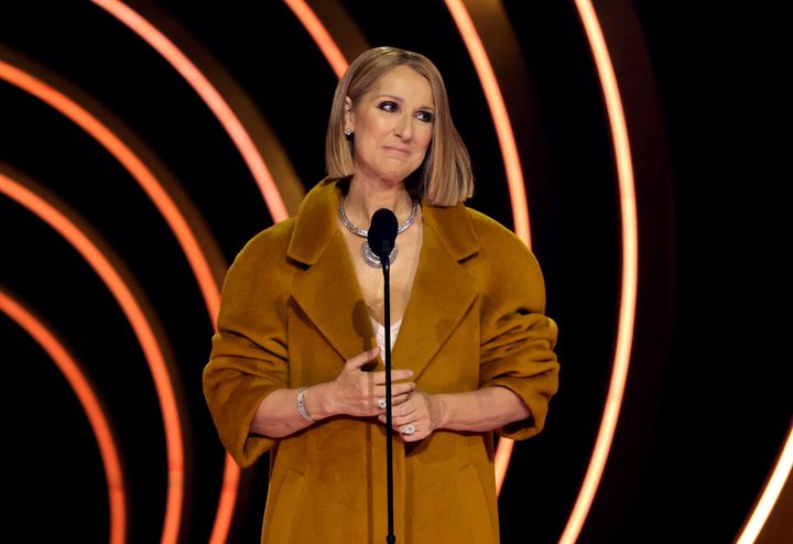 Céline Dion on stage at the 2024 Grammys