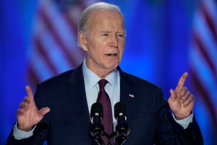 President Joe Biden speaks at a campaign event Sunday, Feb. 4, 2024, in North Las Vegas, Nev. (AP Photo/John Locher)