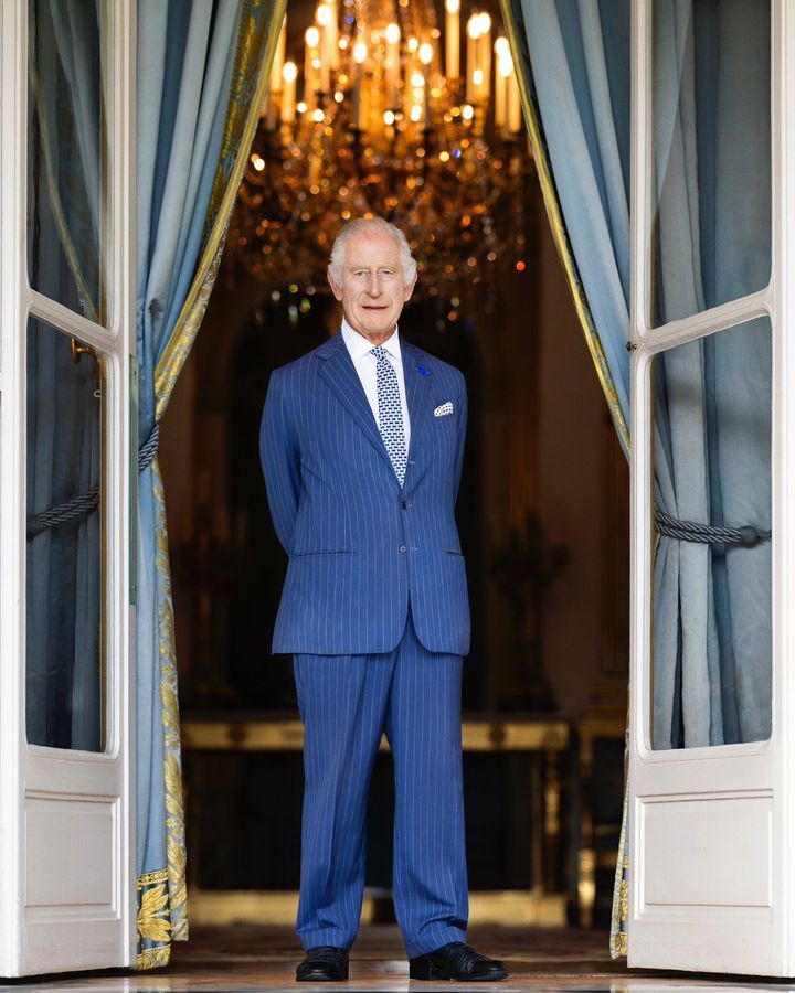 A previously unpublished portrait of King Charles taken during a state visit to France last year.
