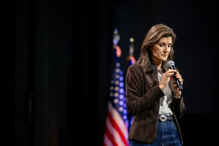 Republican presidential candidate Nikki Haley speaks Monday at a campaign rally at the University of South Carolina Aiken. South Carolina holds its Republican primary on Feb. 24.