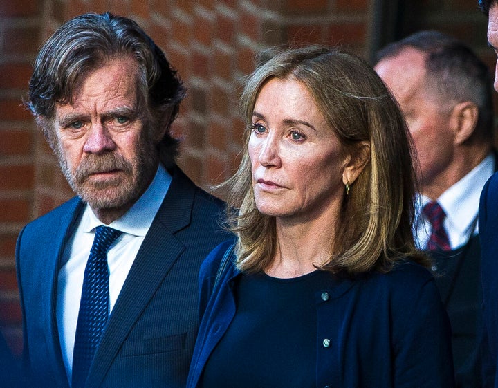 Felicity Huffman her husband, William H. Macy photographed outside the John Joseph Moakley United States Courthouse in Boston, Massachusetts on Sep. 13, 2019.