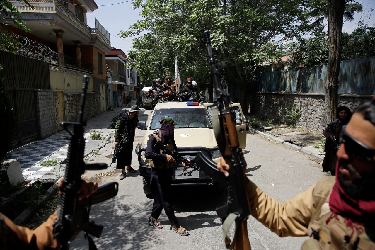 Taliban fighters patrol in Kabul, Afghanistan, Thursday, Aug. 19, 2021. 