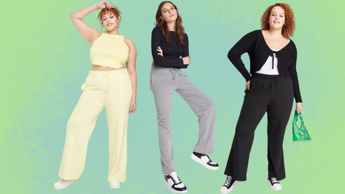 Wild Fable French terry sweatpants in yellow, gray and black.