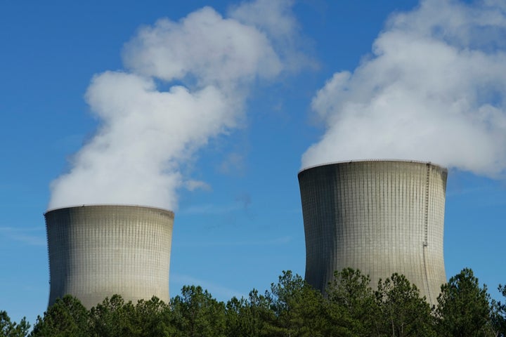 Steam vents from cooling towers at Georgia Power Co.'s Plant Vogtle nuclear power plant Friday, Jan. 20, 2023, in Waynesboro, Georgia. The facility, where Westinghouse is completing work on the first new reactors from scratch in the U.S. in decades, has union labor with the IBEW. 