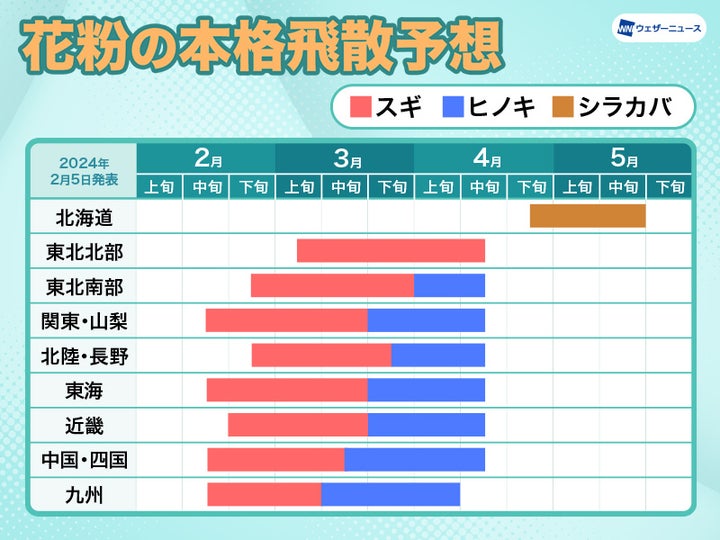 花粉の本格飛散予想【2024年】