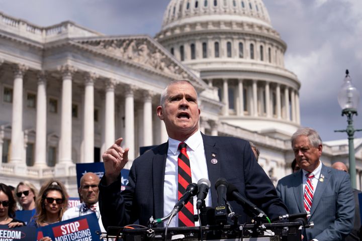 Rep. Matt Rosendale (R-Mont.), pictured here outside the Capitol in Washington in July, announced that he is running for U.S. Senate in 2024. Republicans are looking to oust longtime Democratic Sen. Jon Tester.