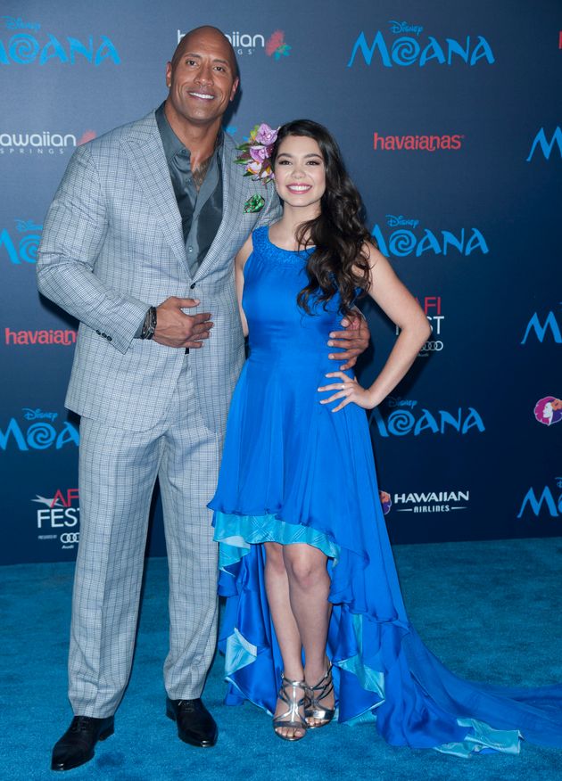Dwayne 'The Rock' Johnson and Auli'i Cravalho in 2016