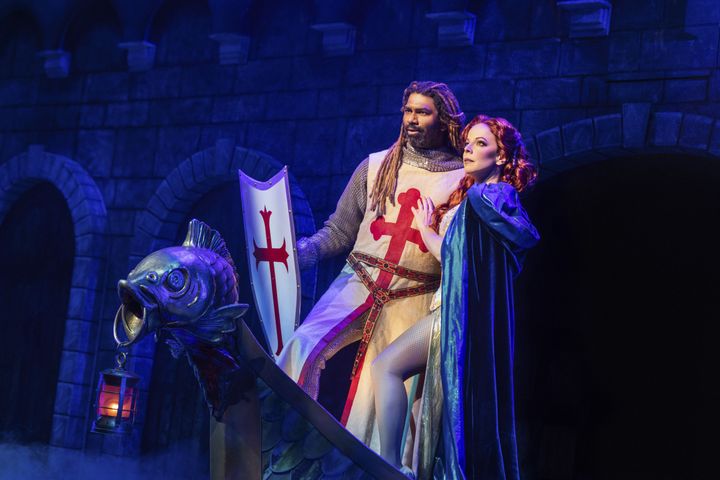 "I never thought this would be a part that would come around for me because, historically, it’s been played by tall, glamorous women," Kritzer (right, with co-star Nik Walker) said of the Lady of the Lake in "Spamalot." 
