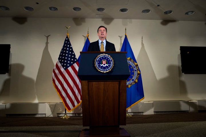 FBI Director James Comey makes a statement at FBI Headquarters in Washington, Tuesday, July 5, 2016. (AP Photo/Cliff Owen)