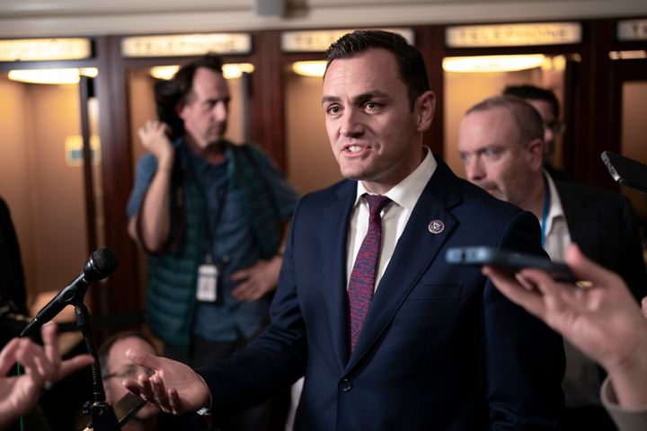 Rep. Mike Gallagher, R-Wis., speaks to reporters after Rep. Tom Emmer, R-Minn., the GOP whip, dropped out of the speaker race, at the Capitol in Washington, Tuesday, Oct. 24, 2023.