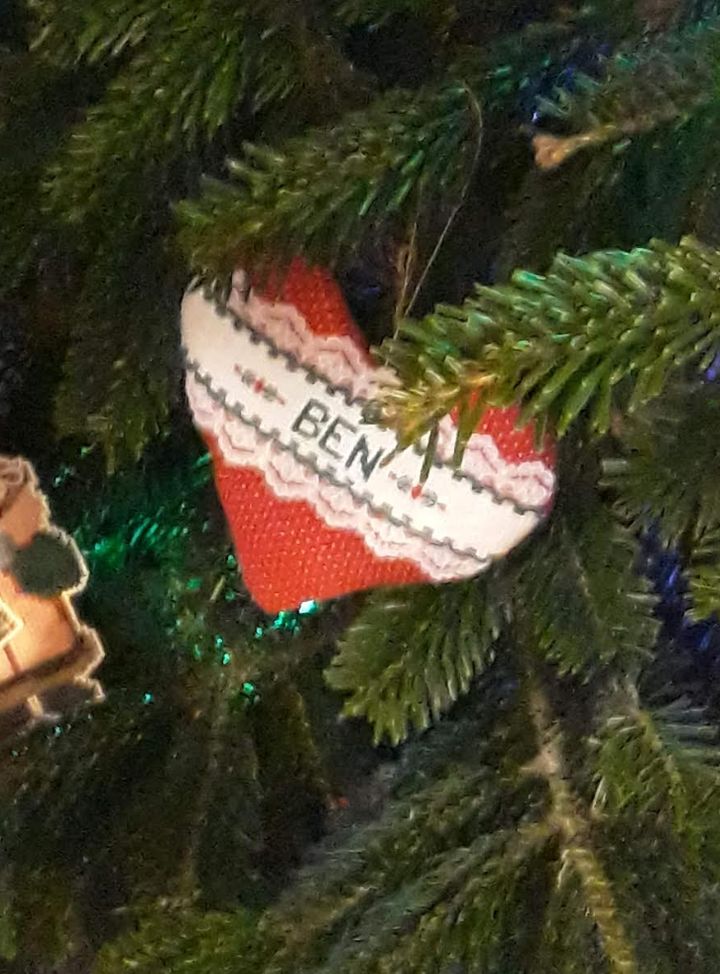 "This is a Christmas ornament made by my mum that we hang on our tree every year," the author writes.