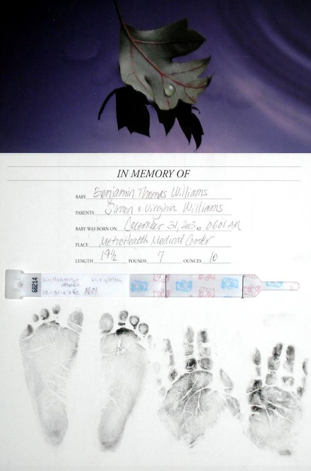 "This hands/feet print was done for us by the hospital where Ben was born," the author writes.