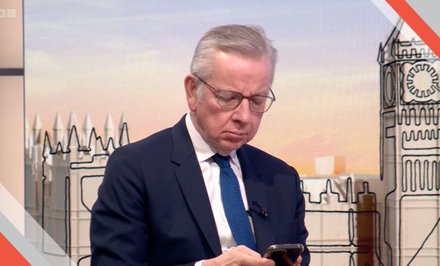 Gove was caught on his phone at the start of the programme