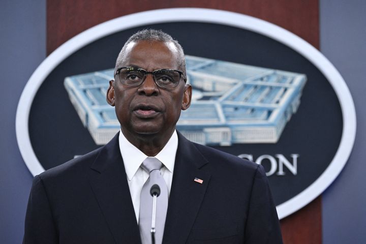 US Defense Secretary Lloyd Austin takes questions during a press conference at the Pentagon in Washington, DC, on February 1, 2024. Austin apologized for concealing his prostate cancer diagnosis and hospitalization from US President Joe Biden and the rest of the government.