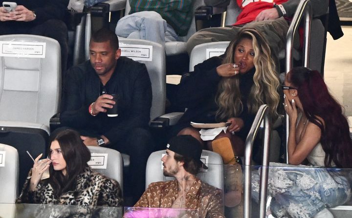 Denver Broncos quarterback Russell Wilson and his wife, singer Ciara, were just fans this Super Bowl.