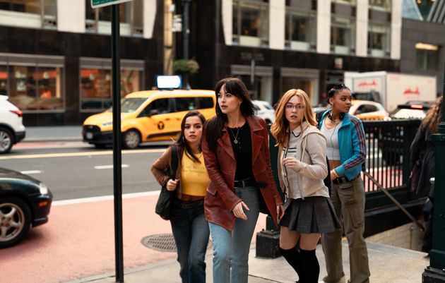 Isabela Merced, Dakota Johnson, Sydney Sweeney and Celeste O Connor in Madame Web