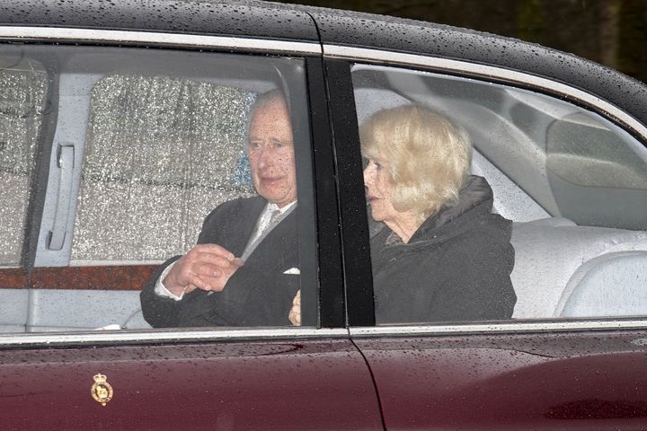 King Charles III and Queen Camilla arriving lend a hand at Clarence Home on Feb. 13 in London after spending a week at Sandringham in Norfolk, following the announcement of the king's cancer prognosis. 