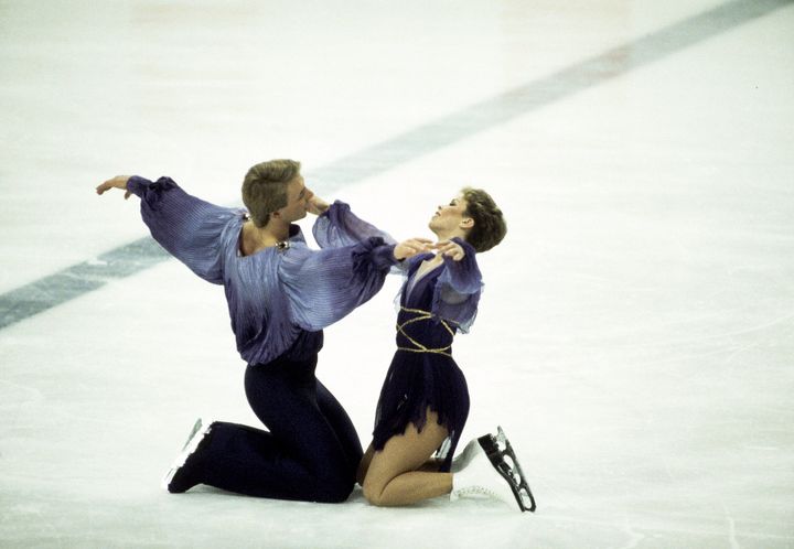 Jayne Torvill and Christopher Dean performing together in 184