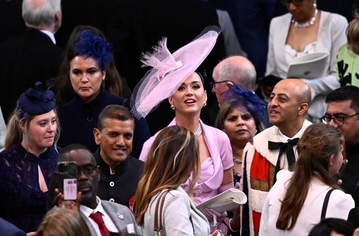 Katy Perry attends the coronations of King Charles III and Camilla, Queen Consort at Westminster Abbey on May 6, 2023.