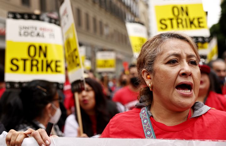 Hotel workers have waged intermittent strikes at Los Angeles hotels since July.
