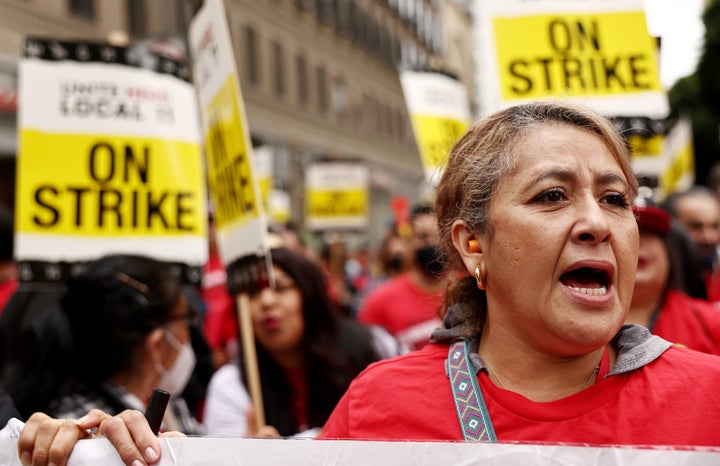 Hotel workers have waged intermittent strikes at Los Angeles hotels since July.