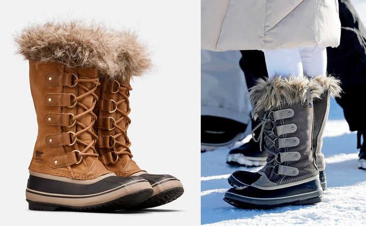 Sorel Joan of Arctic boots in camel brown and in quarry/black as seen on Meghan Markle. (You should also check out the brand's lower-shaft waterproof Snow Angel boots.)