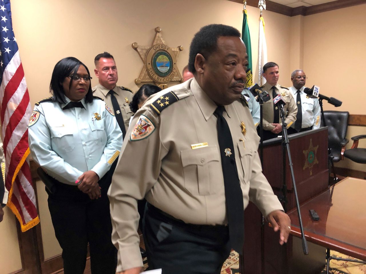 Shelby County Sheriff Floyd Bonner walks away after a news conference about the indictments of nine jail deputies in connection with an inmate's fatal beating, Sept. 20, 2023, in Memphis.