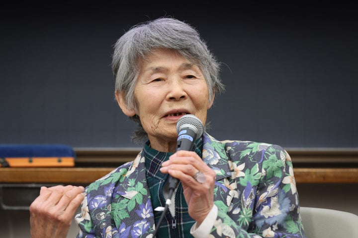 硫黄島への思いを語る奥山登喜子さん