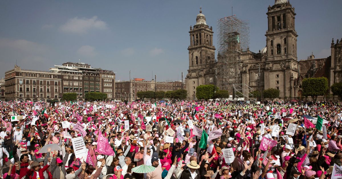 Hundreds Rail Towards Mexico’s President And Ruling Celebration In ‘March For Democracy’