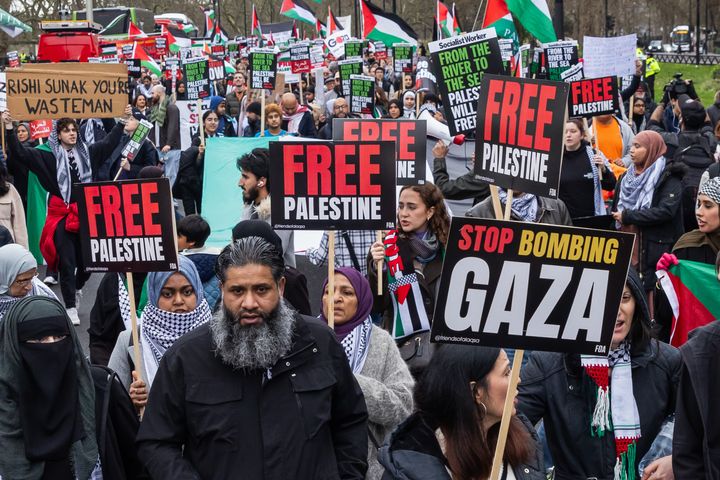 Tens of thousands of pro-Palestinian protesters take part in a Global Day of Action to call for an immediate and permanent ceasefire in Gaza on 17th February 2024