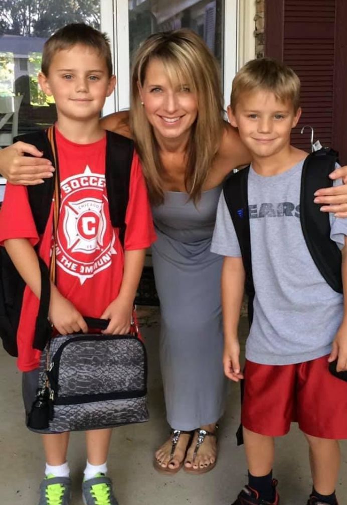 The morning when Kim walked both of her boys to school on her youngest son’s first day of kindergarten.