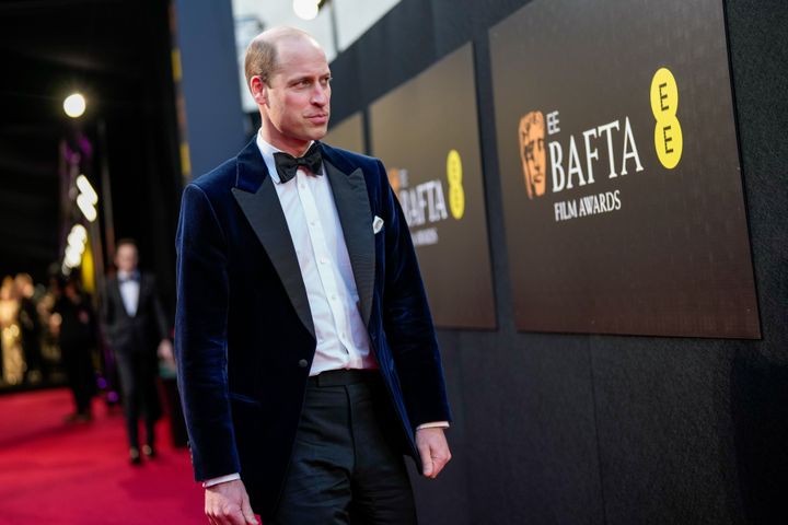 Prince William arrives at the 2024 EE BAFTA Film Awards at the Royal Festival Hall on Feb. 18 in London.